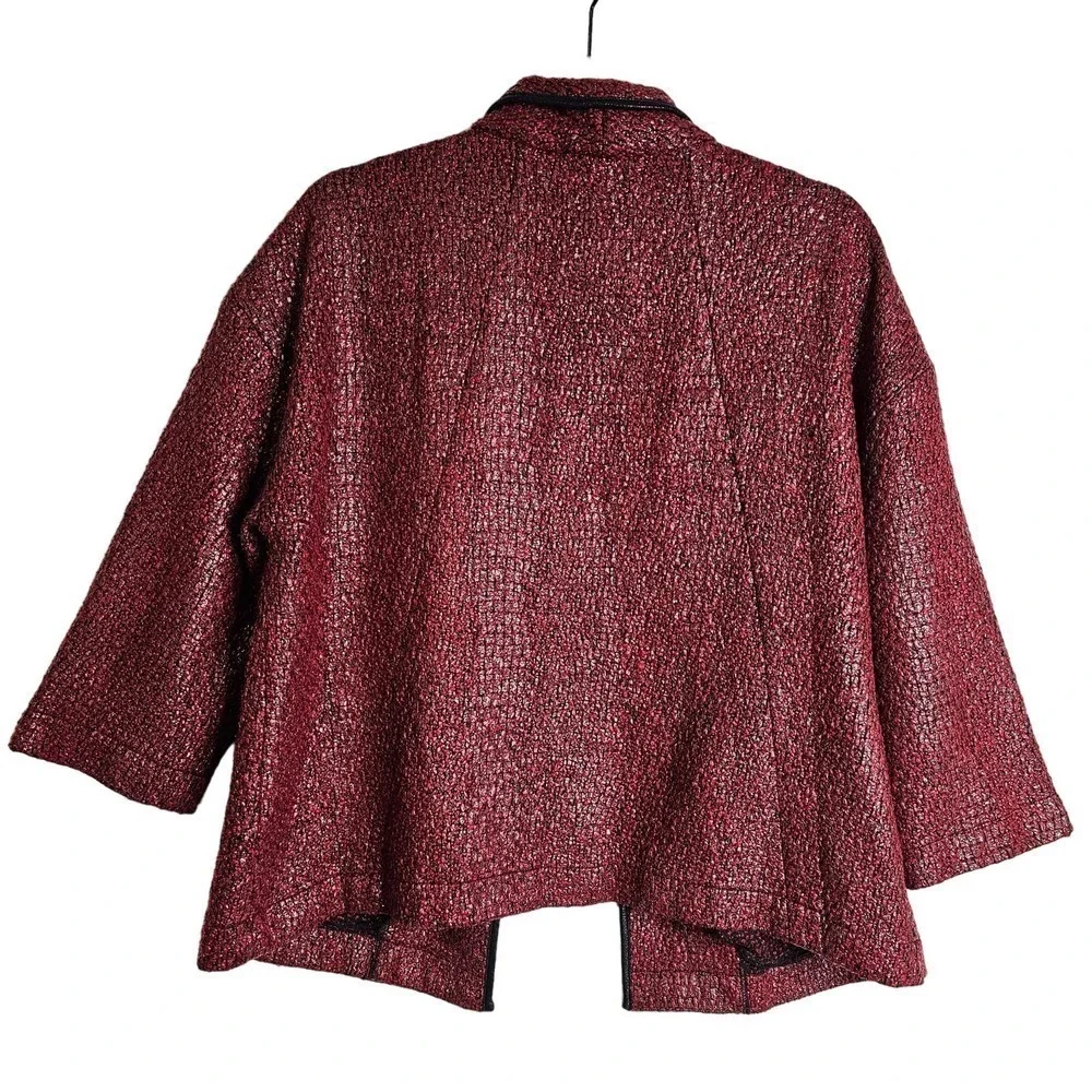 Alberto Makali XL 3/4 sleeve Burgundy Textured Jacket‎ kimono. Designer. Artzy
